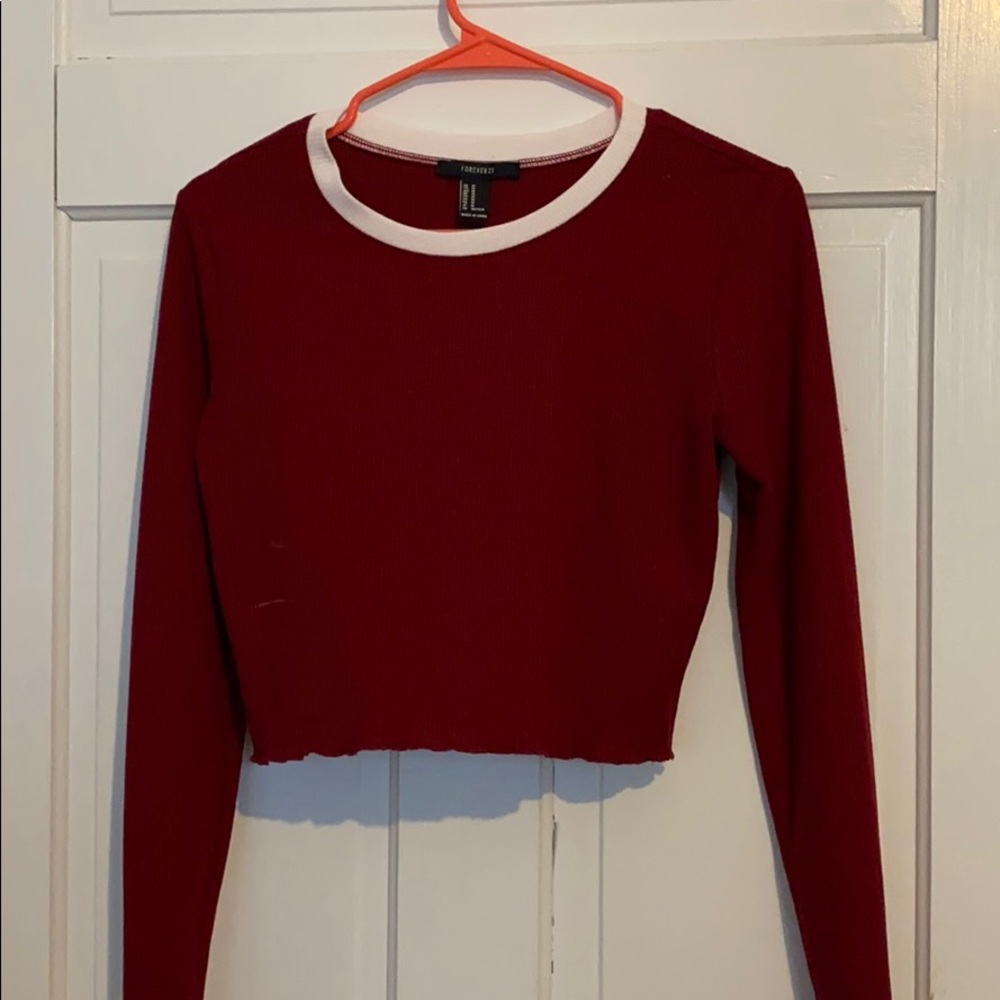 Forever 21 red long sleeve crop top
